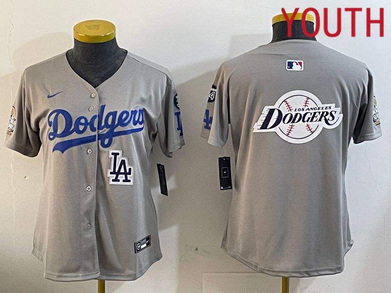 Youth Los Angeles Dodgers Blank Grey Game 2024 Nike MLB Jersey style 1205